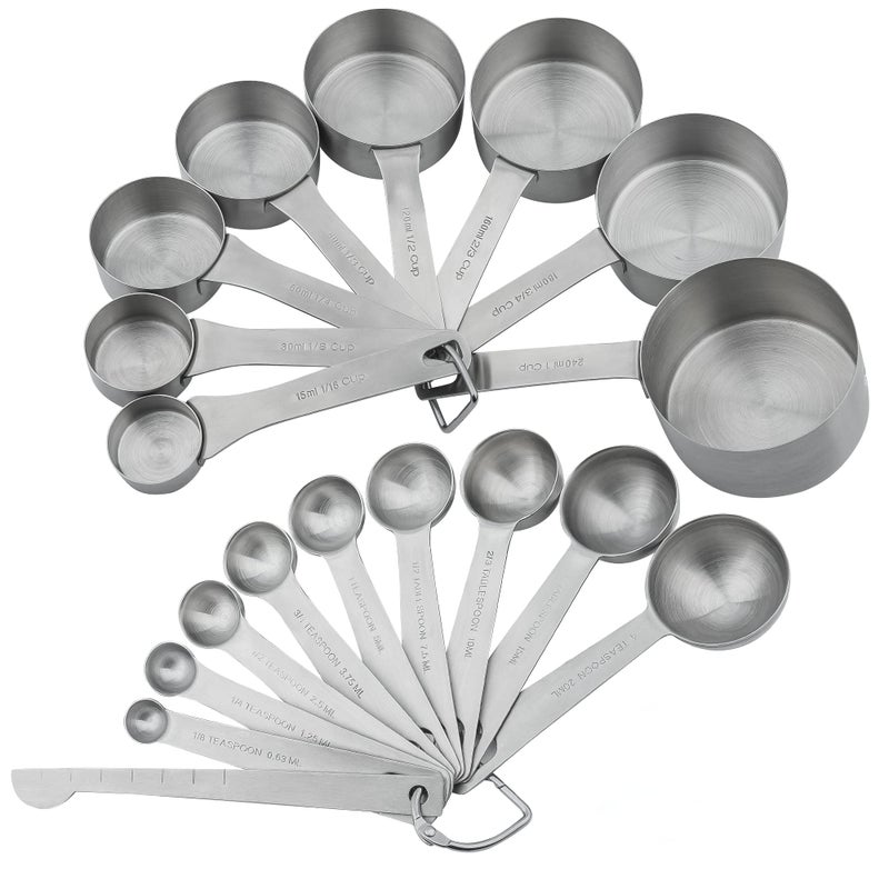 Smithcraft Measuring Cups and Spoons Set, 18/8 Stainless Steel Measuring Cups and Spoons for Kitchen & Baking, Heavy Duty Metric & US 8 Measuring cups, 9 Measuring Spoons Set - Image 4